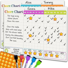 QUOKKA Behavior Task Chart for Multiple Kids, Magnetic Board 18 x 25 cm Also Hangs on the Wall Includes 2 Charts and Accessories for All Ages from Toddlers to Teens
