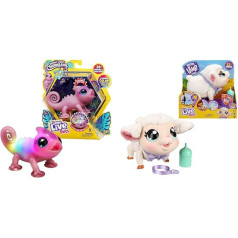 Little Live Pets Chameleon Nova Luminous Interactive Chameleon & Sheep Snowie: Interactive Toy Lamb with Soft Fabric Fur