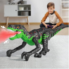 Remote Controlled Dinosaur Toy for Children 3-5, T-Rex with Spray, Light and Roaring Sounds, Running Dinosaur for Boys 8-12, RC Dinosaur Toy Gift