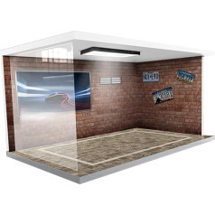 Harilla 1/18 Garage Diecast Display Case Acrylic with Lights Dustproof Mini Diecast Car Storage Boxes for Model Collection, Toy Cars, Repair Workshop