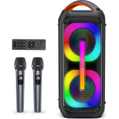 Karaoke Maschine mit 2 Mikrofones, PA-System für Erwachsene Partybox Unterstützt TF/USB, AUX,Rec