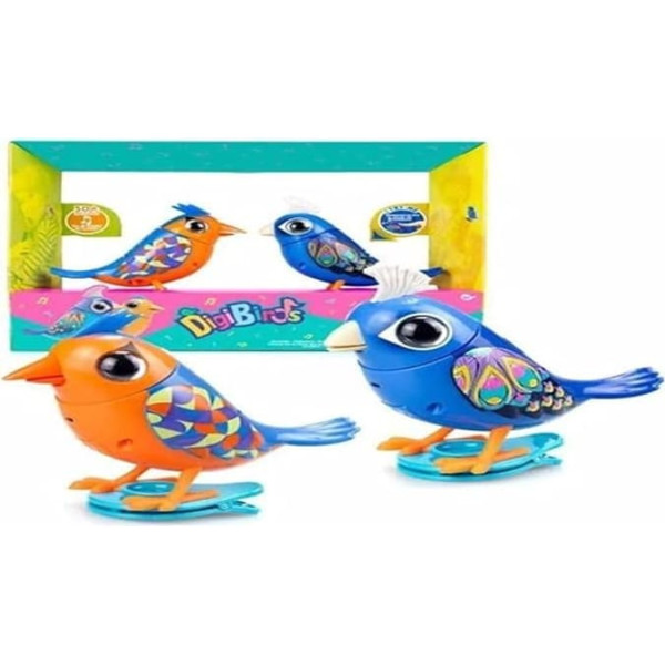 Digibirds Twin Pack Interactive Animated Electronic Pet with Sounds and Recording & Playback - Sings Head Turns - Blue