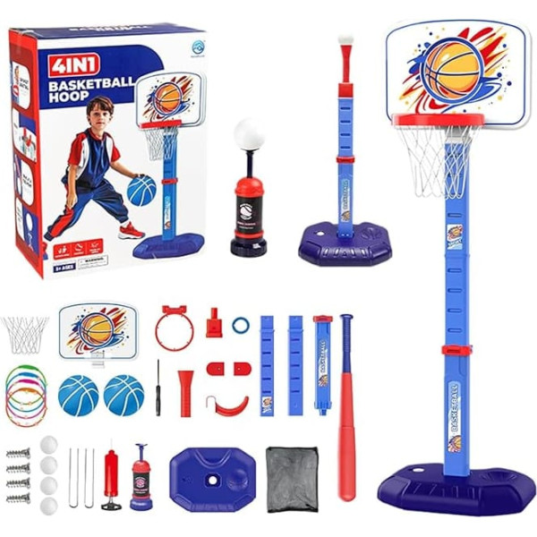 Basketball -Hoop -Set, Basketball Hoop | 4 in 1 t Ball Set und Ring Game - Tragbares Ballspiel Outdoor Sport für Innenräume, Chidlren Room