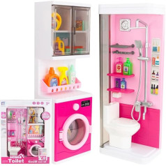 Martom Bathroom with Accessories, Shower Toilet, Washing Machine, Bathroom Set for Kids, Playhouse, Toy for Children, for Girls, Birthday Gift, Teaches Creativity