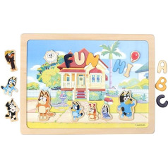 Bluey Magnetic Board - Double-Sided Game Board with Magnetic Letters and Bluey Figures for Creative Children Aged 3+