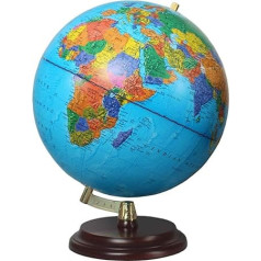 Magellan Vasa Globe with political map or hand laminated, free standing without Meridian, diameter 32 cm, globe with red-brown wooden base 1:40,000,000, 32 cm