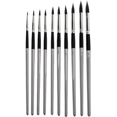 Malpinsel, 10-teiliges Malpinsel-Set, rund, Spitze Spitze, weiches schwarzes Haar, Künstlerpinsel for Aquarell, Acryl, Tinte, Gouache, Öl, Tempera, Kunstmalstift