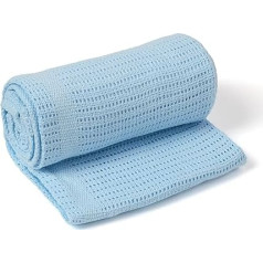 Clair de Lune Cot Bed/ Cot Extra Soft Cotton Cellular Blanket (Blue)