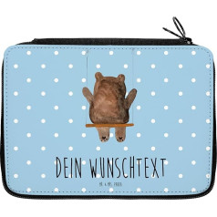 Mr. & Mrs. Panda Personalisierte Federmappe Bär Schaukel - Personalisierte Geschenke, Kinder Federmappe, Teddybär, Stiftemappe mit Namen, Bestückte