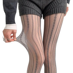 Hollow Lace Tights Geometric Striped Patterned Fishnet Tights for Women