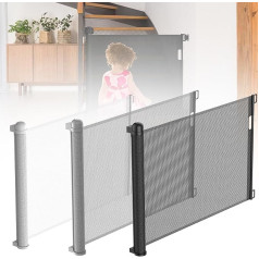 Stair Safety Gate, Extendable Door Safety Gate, 0-180 cm for Babies and Pets, Stair Gate, Barrier Gate, Children's Safety Gate for Stairs/Doors/Indoor and Outdoor Use (87 cm High, Black)
