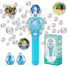 Electric Bubble Toy, Lotus Flower Bubble Machine Children 10000+ Bubbles / min with 120 ml Bubble Solution, Battery, LED for Outdoor/Party/Wedding, Bubble (Pink) (131UK Blue)