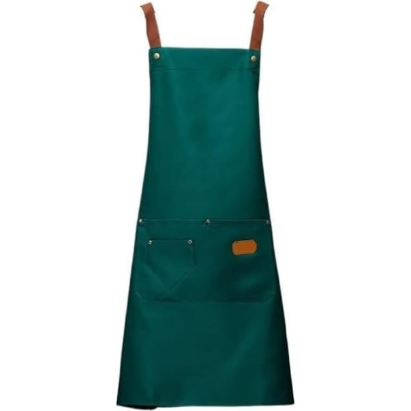 Kitchen Aprons for Men and Women, Cooking Work Apron for Barbecue, Restaurant, Bar, Shop, Cafés, Beauty Nails Studios, Uniform (Colour: Green, Size: One Size)