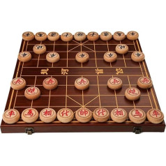 Generisch Chinese Chess Game Set - Portable Beech Wood Xiangqi with Foldable Wooden Board, Strategy Game for 2 Players, Ideal for Teens, Adults, and Families - Perfect Table Game