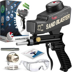 Lematec Sand Blaster Portable Speed Blaster, Sand Blasting Nozzle Gun, Gravity Feed Sandblast Pistol Speed Blaster with Extra Tip (Black)