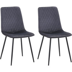 Goldfan Set of 2 Dining Room Chairs, Velvet Armchairs, Modern Living Room Chairs with Black Metal Legs, Set of 2, Leisure Chairs, Grey