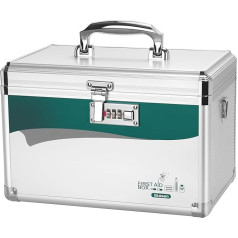 Glosen Medicine Box with Combination Lock, Medicine Storage Lockable Box with Strap, Storage Box, Medicine Box with Code Lock, 14 x 8.46 x 8.46 Inches [Portable]