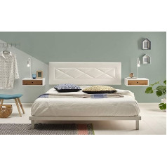 Hogar24 Es HOGAR24 R55-105 cm Padded Headboard Suitable for 90-105 cm Beds White Leather Cama Individual