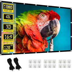Projector Screen, 120 Inch 16:9 HD Foldable Screen for Portable Anti-Wrinkle Projection Films for Home Cinema Outdoor Support Double-Sided Projection 265 x 149 cm