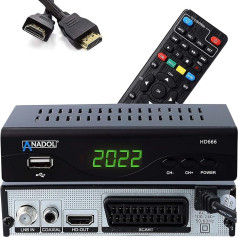 Anadol HD 666 digital satellite receiver with PVR recording function and AAC-LC capable for satellite TV, SCART, USB, for satellite dish, HDMI, DVB-S2, Astra Hotbird assorted + HDMI cable