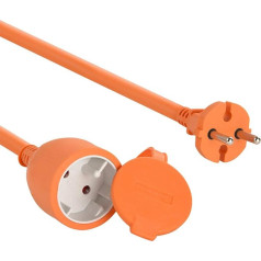 Electraline 20857038F Garden Protective Contact Extension - 25 m Cable - Orange - Plastic Cable - IP20 / Extension Cable with Child Safety Lock / European 2-Pin Plug 16 A, 25 m