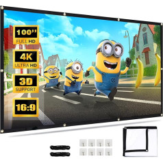 Projector Screen, 100 Inches, Double Side Display, Portable Projector Screen, 165 Degree Viewing Angle, Thickened Anti-Light, Leak Curtain for Gaming, Home Cinema, Indoor, Outdoor