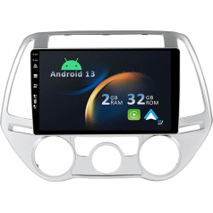 YUNTX Android 13 Car Radio for Hyundai i20 (2012-2014)-[Integrated CarPlay/Android Car/GPS]-9 Inch IPS 2.5D Touchscreen Free Camera DAB/Steering Wheel Control/MirrorLink/Bluetooth 5.0/WiFi/USB/4G