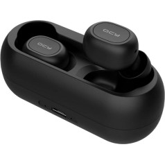 QCY T1C Bluetooth Headphones Wireless In-Ear with Fast Charging Box, 25 Hours Running Time, HiFi Stereo, HD Microphone, IPX5 Waterproof Sports Earphones for All Smartphones, Black, 2022