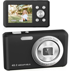 Digital Camera, HD 1080P Photo Camera Compact Camera with 32GB Card, 48MP Camera, 2.4 Inch 16X Digital Zoom Digital Camera for Teenagers, Beginners (Black)