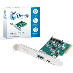 Donkey pc PCI Express Expansion Card with 1 Port USB 3.1 Type A + 1 Port USB 3.1 Type C Adapter PCI Express to USB and Type C Plug & Play + Hot Swap Transmission 10Gbps