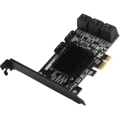 PUSOKEI PCI-E to SATA 3.0 Card, 8-Port SATA3.0 Interface Expansion Card, Support 6.0Gbps / 3.0Gbps / 1.5Gbps PCI-E to SATA3.0 Card