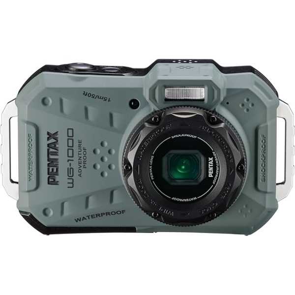 Waterproof digital compact camera Pentax WG-1000, designed for occasional outdoor and underwater photography, waterproof up to a depth of 15 metres, for up to one hour of continuous operation