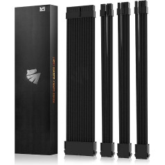 AsiaHorse PSU Cable Extension, PC Sleeved Cable Kit for GPU/CPU, 18AWG Power Supply Cable Extensions with Cable Combs, 24PIN/(6+2) PIN/(4+4) PIN Cable Management, 30 cm, Black