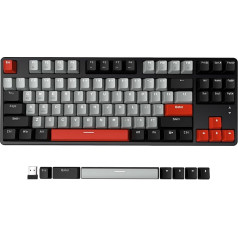 AJAZZ AK871 Wireless Gaming Keyboard 75%, BT5.0/2.4GHz Wireless Dual Modes, TKL 80% Mechanical Keyboard with Hot-Swappable Linear Red Switch, Compact 87 Keys Non-Backlit for Win/Mac - Black