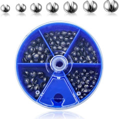 AIVORO Fishing Lead, Pack of 100 Lead Shot Fishing, Scrap Lead Fishing with Storage Box, Removable Lead Weight Fishing, 5 Sizes Lead Shot Assortment Tin (0.3g/0.5g/0.6g/0.8g/1g)