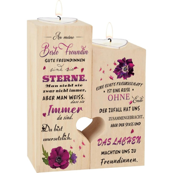 An Meine Beste Freundin - Freundinnen, Candle Holder Birthday Gift for Best Friend - Friendship Candle Holder, Gifts for Girlfriend, Christmas Candle Gift (Best Friend)