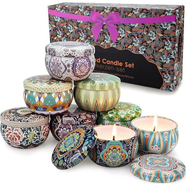 Yinuo Mirror Scented Candle Gift Set for Women, 8 Pack of Soy Wax Candles for Mother's Day, Christmas, Birthday, Valentine's Day, Aromatherapy, Bath, Yoga