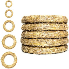 DekoPrinz® Straw Wreaths, Pack of 5, 25 cm diameter, 4 cm thick, Straw Romans, Door Wreath, Decorative Wreath, Blank Wreath, Straw Ring