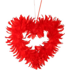 SHTGOI Feather Wreath 27 x 27 cm Door Hanging Decorative Heart Red Feathers Wreath Wall Wreath Double Sided Feathers Wreath Door Wreath Table Decoration Christmas Wreath for Valentine's Day Halloween