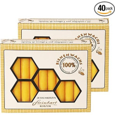 100% Beeswax Tree Candles (Pack of 40) Christmas Tree Candles