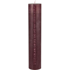 Calendar Candle, 6 x 30 cm, Embossed Numbers, Rhododendron