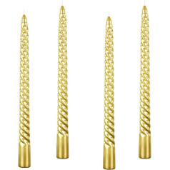 4 Pieces Tall Metallic 25cm Metallic Drip Free Twisted Candle Spiral Tapered Tapered Spiral Long Wax Odourless Dinner Candle Brithday Candle (4 Spiral Gold)