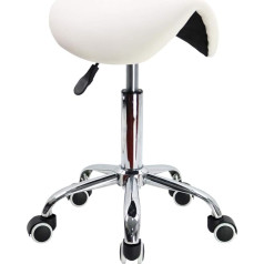 Kktoner Saddle Stool, Work Stool, Height-Adjustable, Rotatable, Office Stool with Saddle Seat, White