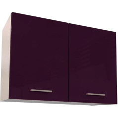 Berlioz Créations Berlioz Creations PRIMA PG8HPA Wall Cabinet for Kitchen, 2 Decorative Doors in Glossy Aubergine Colour, 80 x 33.3 x 55.4 cm, 100% Made in France