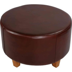 Bare Decor William 100% Genuine Leather Round Brown Ottoman 28