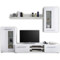Stella Trading 89-181-13 Enrique Wall Unit, Wooden Decoration, Body, Front: High Gloss White, 240 x 190 x 42 cm