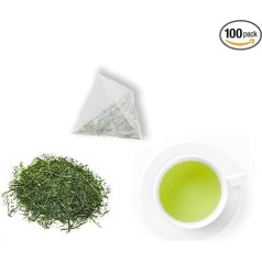 Japanese Green Tea Co Crude Green Tea – 100-Pack Authentic Aracha Japanese Green Tea Bags – All-Natural Vegan Highest Grade Green Tea Loose Tea – Rich in Antioxidants – Mild Taste