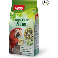 PANTO Large Parakeet and Parrot Food with Pluramine, Colourful Seed Mix for Parrots and Large Parakeets, Bird Food with Sunflower Seeds, 4 x 2.5 kg