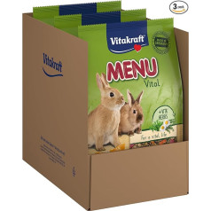 Vitakraft Menu Vital, Food for Dwarf Rabbits, with Herbs and Vegetables, Raw Fibre-Rich, No Added Sugar (3 x 5 kg)