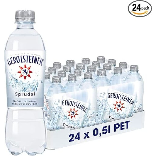 Gerolsteiner Sparkling Water in Disposable Bottle, 24 x 500 ml